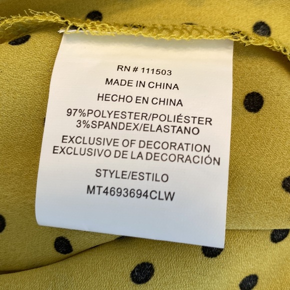 NWT Lily White Yellow Black Polka Dot Top Size L - Picture 6 of 6